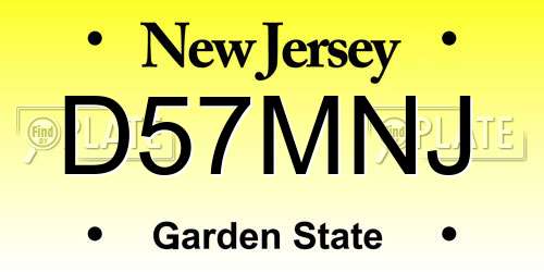 D57MNJ New Jersey License Plate