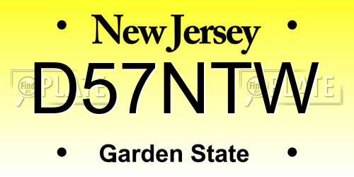 D57NTW New Jersey License Plate