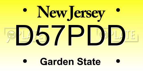 D57PDD New Jersey License Plate