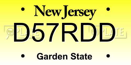 D57RDD New Jersey License Plate