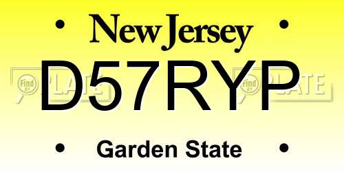 D57RYP New Jersey License Plate