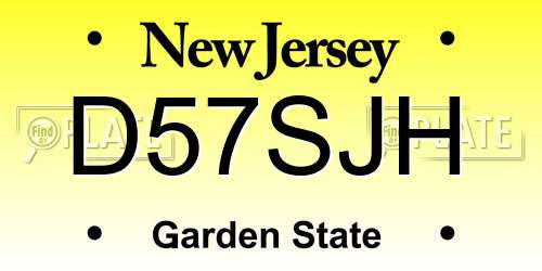 D57SJH New Jersey License Plate