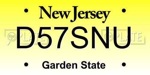 D57SNU New Jersey License Plate