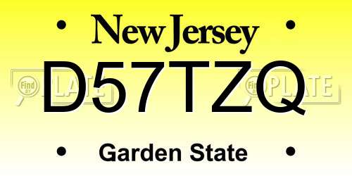 D57TZQ New Jersey License Plate
