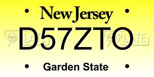D57ZTO New Jersey License Plate