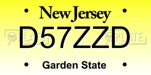 D57ZZD New Jersey License Plate