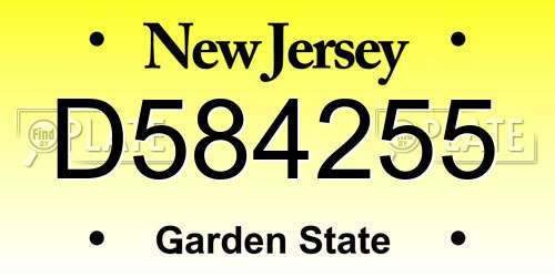 D584255 New Jersey License Plate