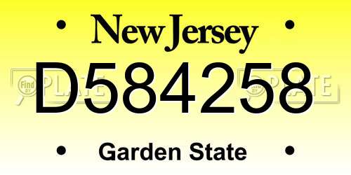 D584258 New Jersey License Plate