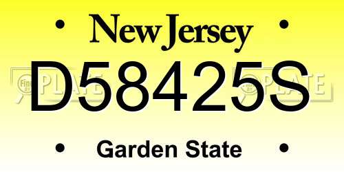 D58425S New Jersey License Plate