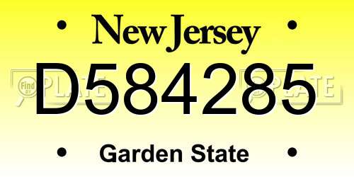 D584285 New Jersey License Plate