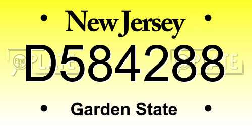 D584288 New Jersey License Plate