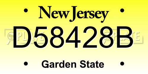 D58428B New Jersey License Plate