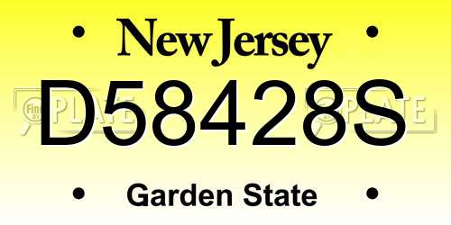 D58428S New Jersey License Plate