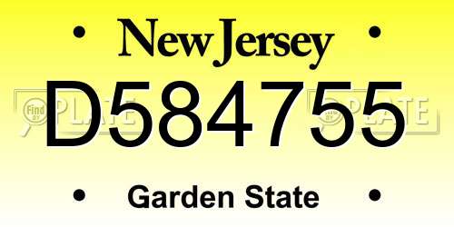 D584755 New Jersey License Plate