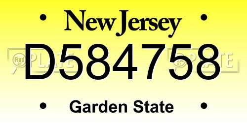D584758 New Jersey License Plate