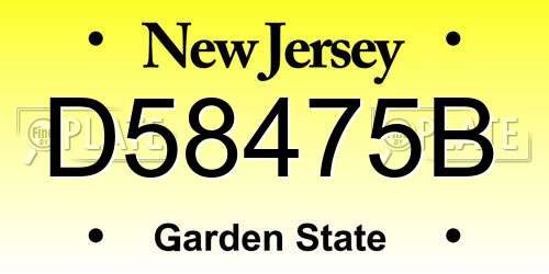 D58475B New Jersey License Plate