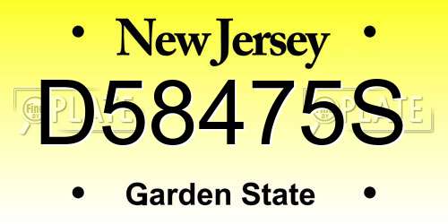 D58475S New Jersey License Plate