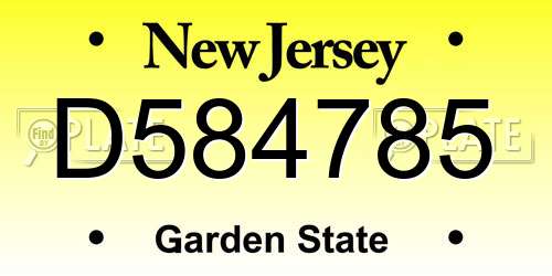 D584785 New Jersey License Plate