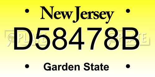 D58478B New Jersey License Plate