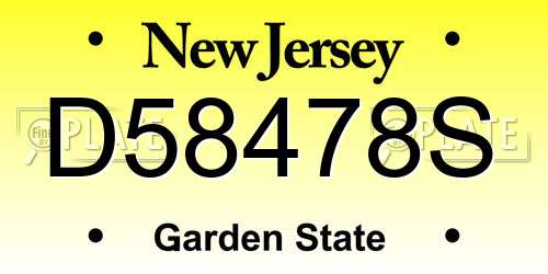 D58478S New Jersey License Plate