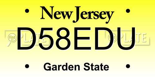 D58EDU New Jersey License Plate
