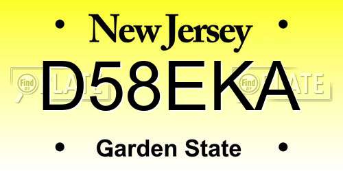 D58EKA New Jersey License Plate