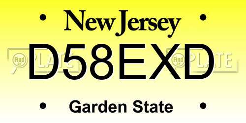 D58EXD New Jersey License Plate