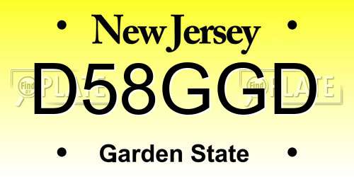 D58GGD New Jersey License Plate