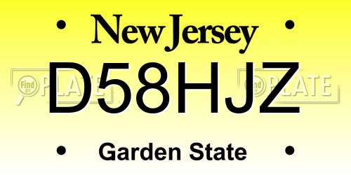 D58HJZ New Jersey License Plate