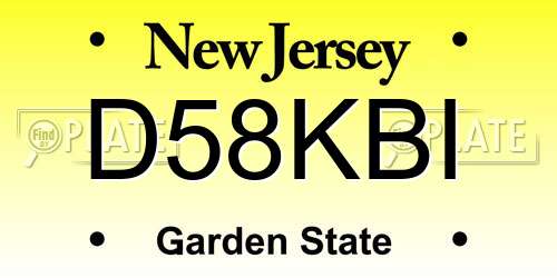 D58KBI New Jersey License Plate