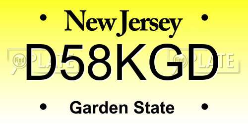 D58KGD New Jersey License Plate