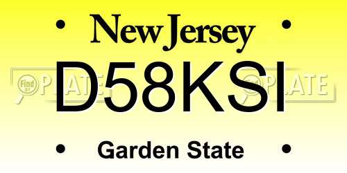 D58KSI New Jersey License Plate