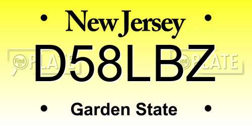 D58LBZ New Jersey License Plate