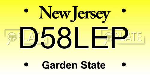 D58LEP New Jersey License Plate