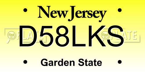 D58LKS New Jersey License Plate
