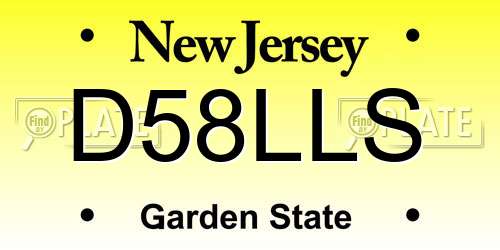 D58LLS New Jersey License Plate
