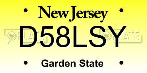D58LSY New Jersey License Plate
