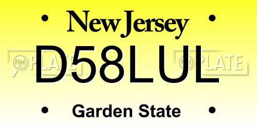 D58LUL New Jersey License Plate