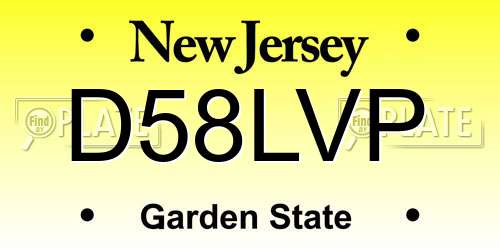 D58LVP New Jersey License Plate