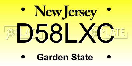 D58LXC New Jersey License Plate
