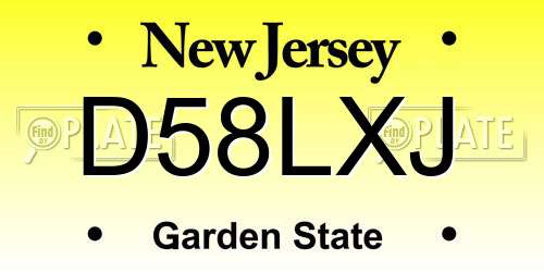 D58LXJ New Jersey License Plate