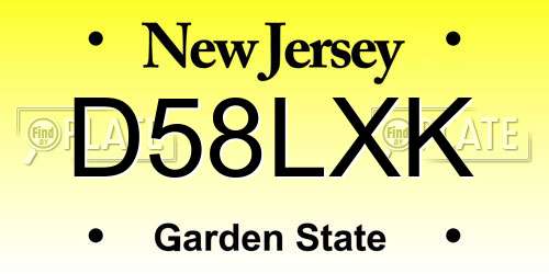 D58LXK New Jersey License Plate