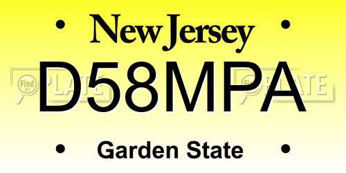 D58MPA New Jersey License Plate