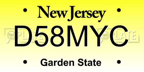 D58MYC New Jersey License Plate