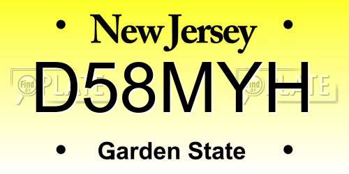 D58MYH New Jersey License Plate