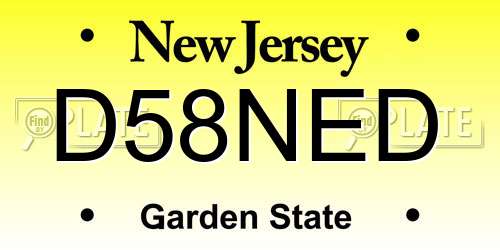 D58NED New Jersey License Plate