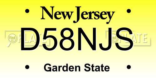D58NJS New Jersey License Plate