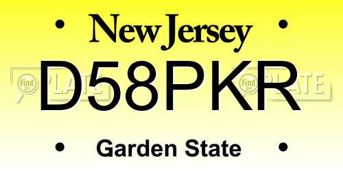 D58PKR New Jersey License Plate