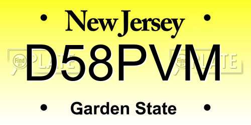 D58PVM New Jersey License Plate