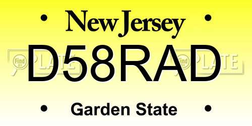 D58RAD New Jersey License Plate